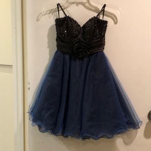 black and blue prom dress
